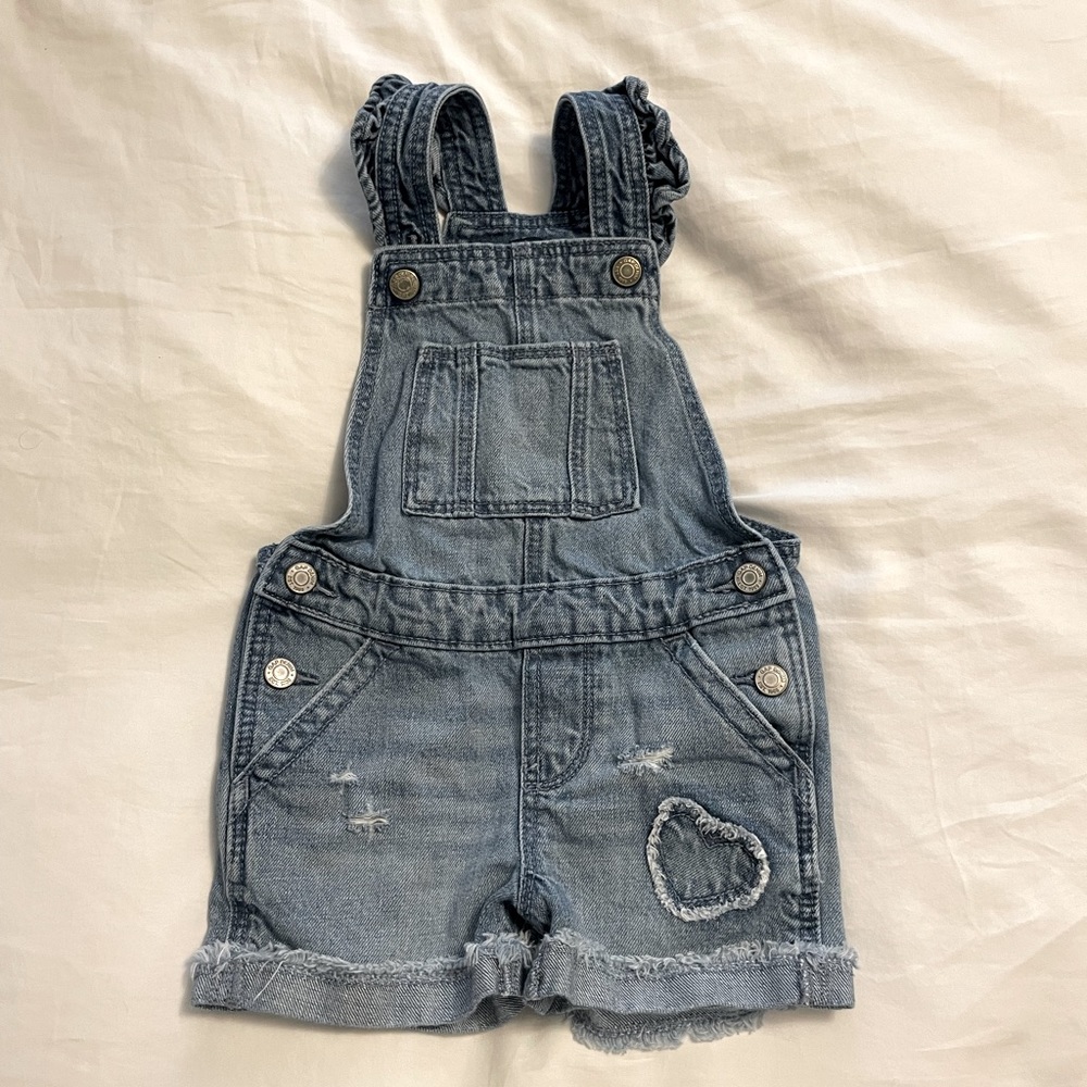 Gap Jean Overalls with Ruffle and Heart Detail